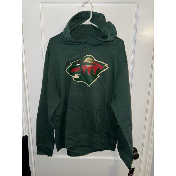 MINNESOTA WILD "FANATICS" MENS HOODED SWEATSHIRT (XL) NWT GREEN CLASSIC LOGO - Picture 1 of 3